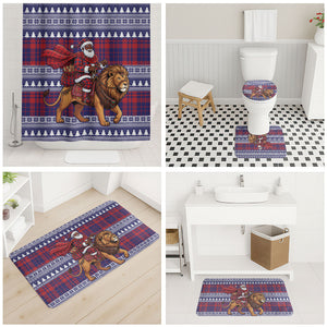 Kenya Christmas Santa Lion Bathroom Set Maasai Shuka Inspired Red Check