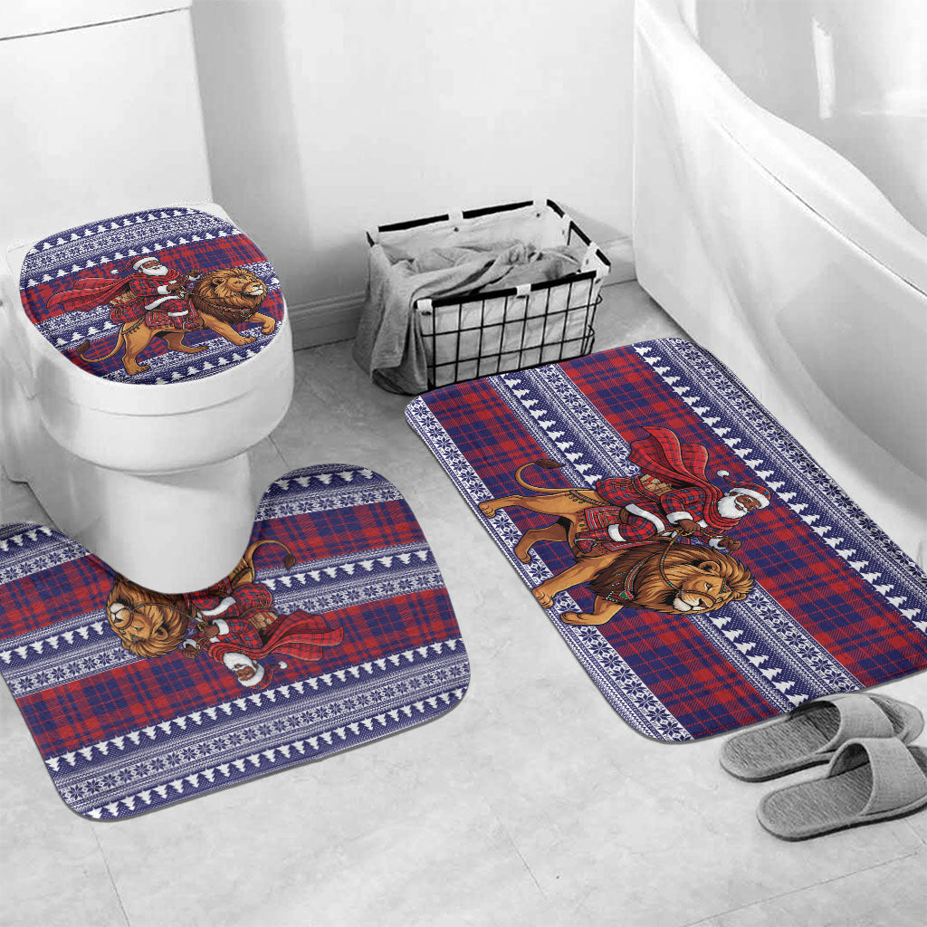 Kenya Christmas Santa Lion Bathroom Set Maasai Shuka Inspired Red Check