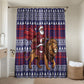 Kenya Christmas Santa Lion Bathroom Set Maasai Shuka Inspired Red Check