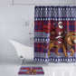 Kenya Christmas Santa Lion Bathroom Set Maasai Shuka Inspired Red Check
