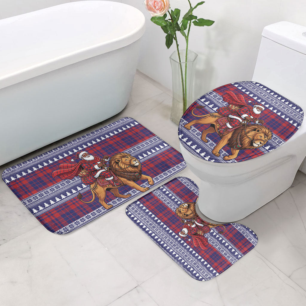 Kenya Christmas Santa Lion Bathroom Set Maasai Shuka Inspired Red Check