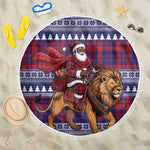 Kenya Christmas Santa Lion Beach Blanket Maasai Shuka Inspired Red Check