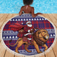 Kenya Christmas Santa Lion Beach Blanket Maasai Shuka Inspired Red Check