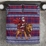 Kenya Christmas Santa Lion Bedding Set Maasai Shuka Inspired Red Check