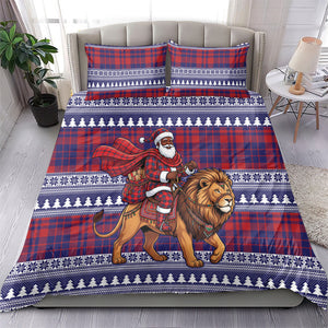 Kenya Christmas Santa Lion Bedding Set Maasai Shuka Inspired Red Check