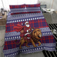 Kenya Christmas Santa Lion Bedding Set Maasai Shuka Inspired Red Check