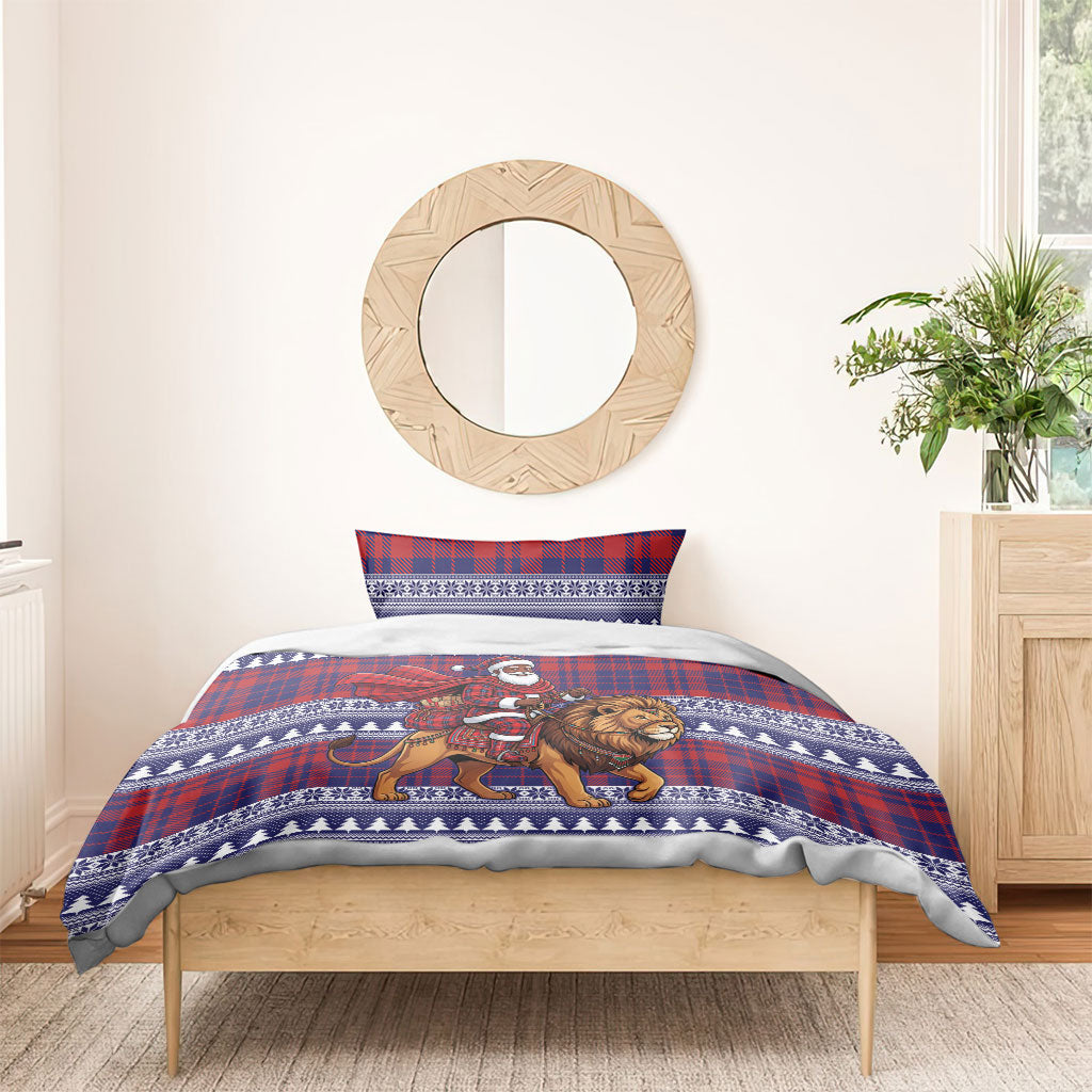 Kenya Christmas Santa Lion Bedding Set Maasai Shuka Inspired Red Check