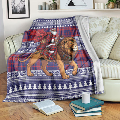 Kenya Christmas Santa Lion Blanket Maasai Shuka Inspired Red Check