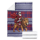 Kenya Christmas Santa Lion Blanket Maasai Shuka Inspired Red Check