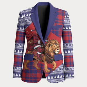 Kenya Christmas Santa Lion Blazer Maasai Shuka Inspired Red Check