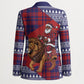 Kenya Christmas Santa Lion Blazer Maasai Shuka Inspired Red Check