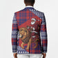 Kenya Christmas Santa Lion Blazer Maasai Shuka Inspired Red Check