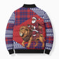 Kenya Christmas Santa Lion Bomber Puffer Jacket Maasai Shuka Inspired Red Check