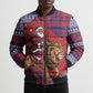 Kenya Christmas Santa Lion Bomber Puffer Jacket Maasai Shuka Inspired Red Check
