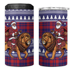 Kenya Christmas Santa Lion 4 in 1 Can Cooler Tumbler Maasai Shuka Inspired Red Check