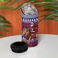 Kenya Christmas Santa Lion 4 in 1 Can Cooler Tumbler Maasai Shuka Inspired Red Check