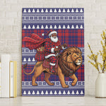 Kenya Christmas Santa Lion Canvas Wall Art Maasai Shuka Inspired Red Check