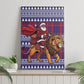 Kenya Christmas Santa Lion Canvas Wall Art Maasai Shuka Inspired Red Check