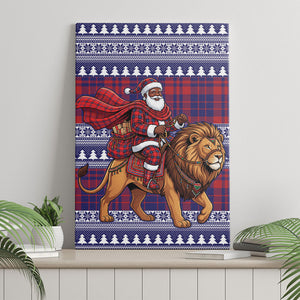 Kenya Christmas Santa Lion Canvas Wall Art Maasai Shuka Inspired Red Check