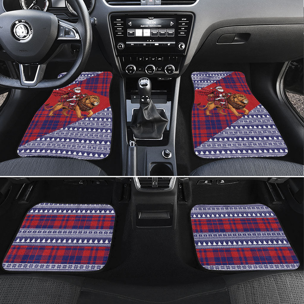 Kenya Christmas Santa Lion Car Mats Maasai Shuka Inspired Red Check