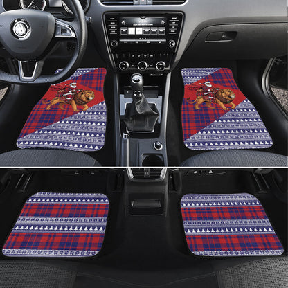 Kenya Christmas Santa Lion Car Mats Maasai Shuka Inspired Red Check