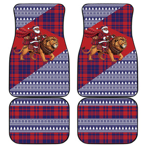Kenya Christmas Santa Lion Car Mats Maasai Shuka Inspired Red Check