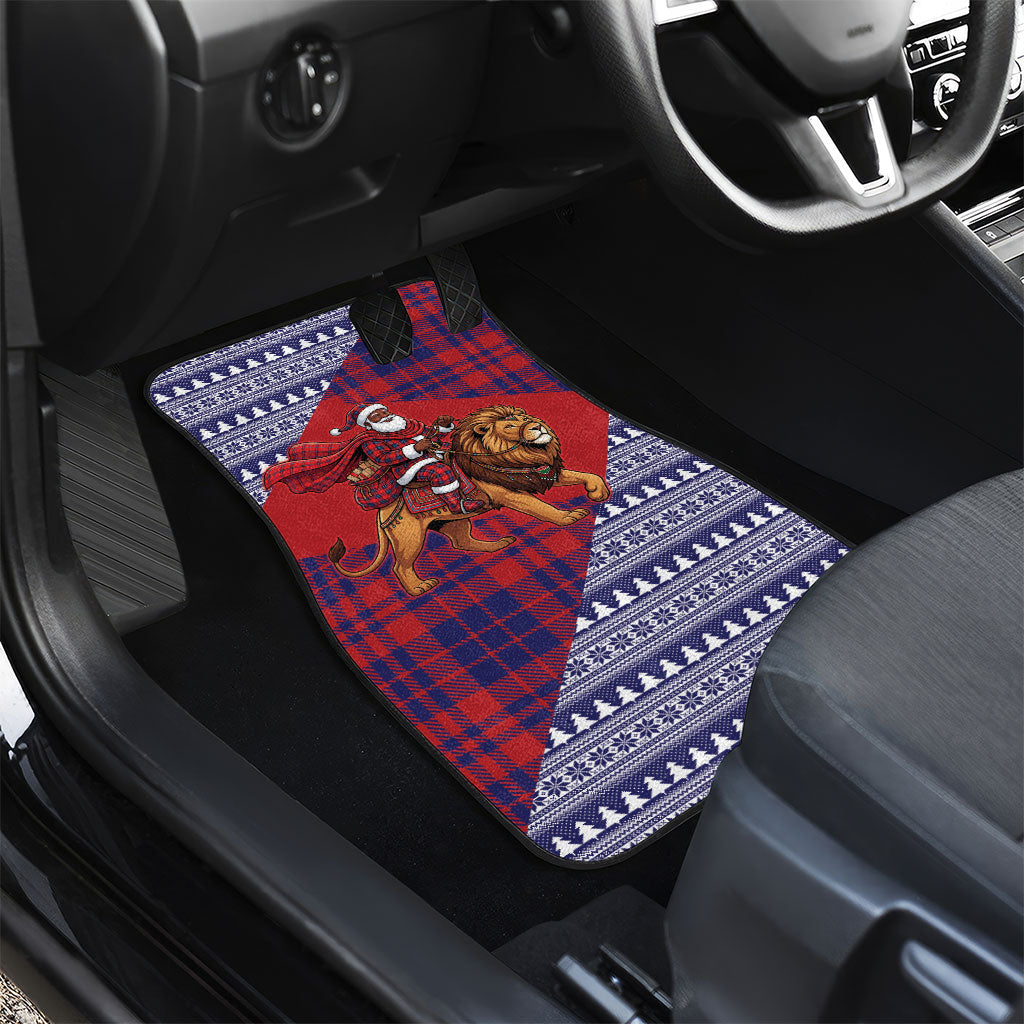 Kenya Christmas Santa Lion Car Mats Maasai Shuka Inspired Red Check