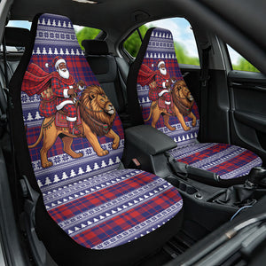 Kenya Christmas Santa Lion Car Seat Cover Maasai Shuka Inspired Red Check
