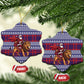 Kenya Christmas Santa Lion Ceramic Ornament Maasai Shuka Inspired Red Check