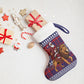 Kenya Christmas Santa Lion Christmas Stocking Maasai Shuka Inspired Red Check