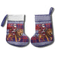 Kenya Christmas Santa Lion Christmas Stocking Maasai Shuka Inspired Red Check