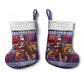 Kenya Christmas Santa Lion Christmas Stocking Maasai Shuka Inspired Red Check