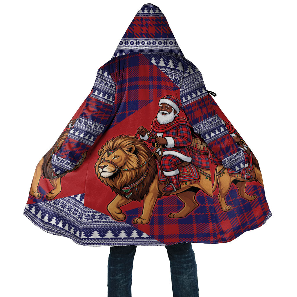 Kenya Christmas Santa Lion Cloak Maasai Shuka Inspired Red Check