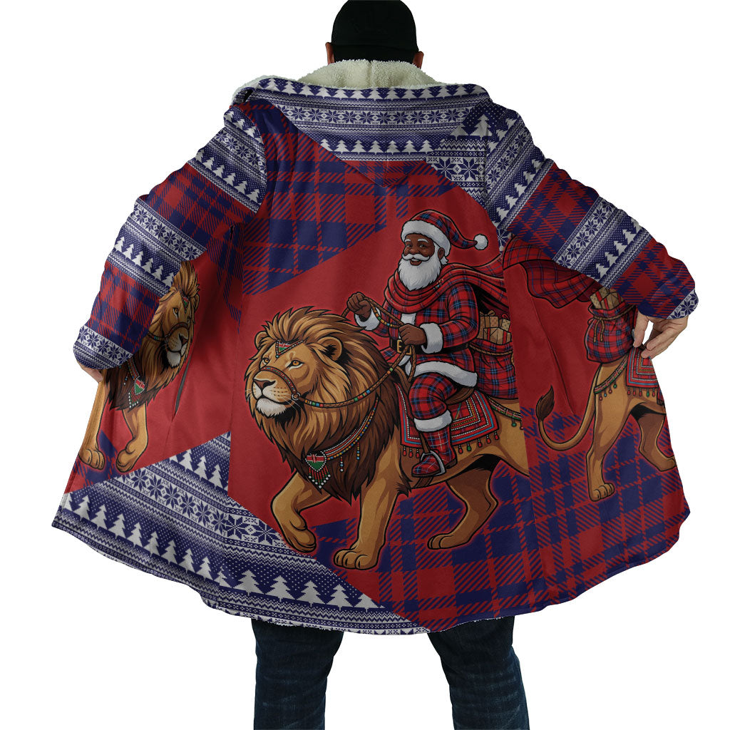 Kenya Christmas Santa Lion Cloak Maasai Shuka Inspired Red Check