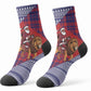 Kenya Christmas Santa Lion Crew Socks Maasai Shuka Inspired Red Check