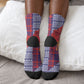 Kenya Christmas Santa Lion Crew Socks Maasai Shuka Inspired Red Check