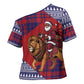 Kenya Christmas Santa Lion Cross Shoulder Shirt Maasai Shuka Inspired Red Check
