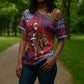 Kenya Christmas Santa Lion Cross Shoulder Shirt Maasai Shuka Inspired Red Check