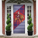 Kenya Christmas Santa Lion Door Cover Maasai Shuka Inspired Red Check