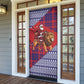 Kenya Christmas Santa Lion Door Cover Maasai Shuka Inspired Red Check