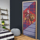 Kenya Christmas Santa Lion Door Cover Maasai Shuka Inspired Red Check
