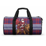 Kenya Christmas Santa Lion Duffle Bag Maasai Shuka Inspired Red Check