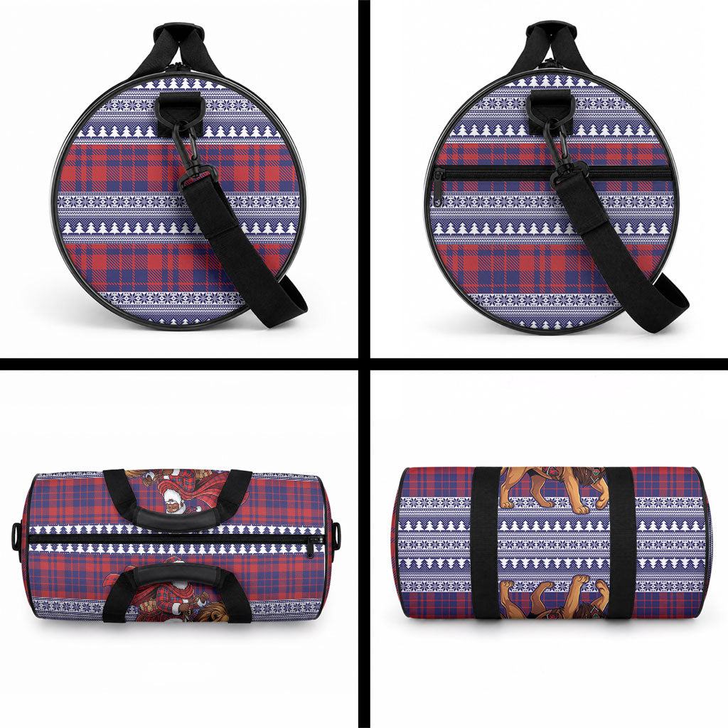 Kenya Christmas Santa Lion Duffle Bag Maasai Shuka Inspired Red Check