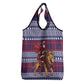 Kenya Christmas Santa Lion Grocery Bag Maasai Shuka Inspired Red Check