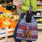 Kenya Christmas Santa Lion Grocery Bag Maasai Shuka Inspired Red Check