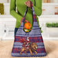 Kenya Christmas Santa Lion Grocery Bag Maasai Shuka Inspired Red Check