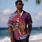 Kenya Christmas Santa Lion Hawaiian Shirt Maasai Shuka Inspired Red Check
