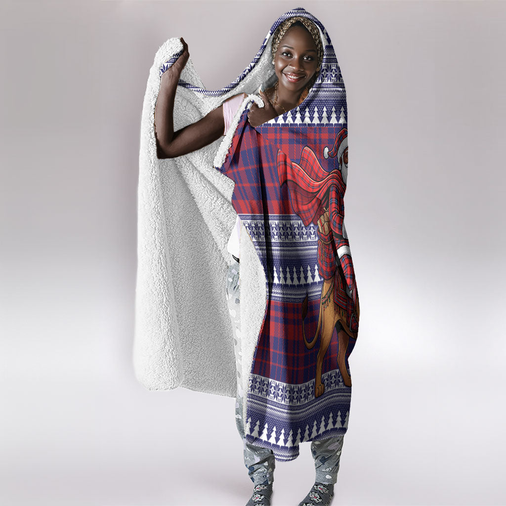 Kenya Christmas Santa Lion Hooded Blanket Maasai Shuka Inspired Red Check