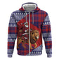 Kenya Christmas Santa Lion Hoodie Maasai Shuka Inspired Red Check