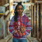 Kenya Christmas Santa Lion Hoodie Maasai Shuka Inspired Red Check